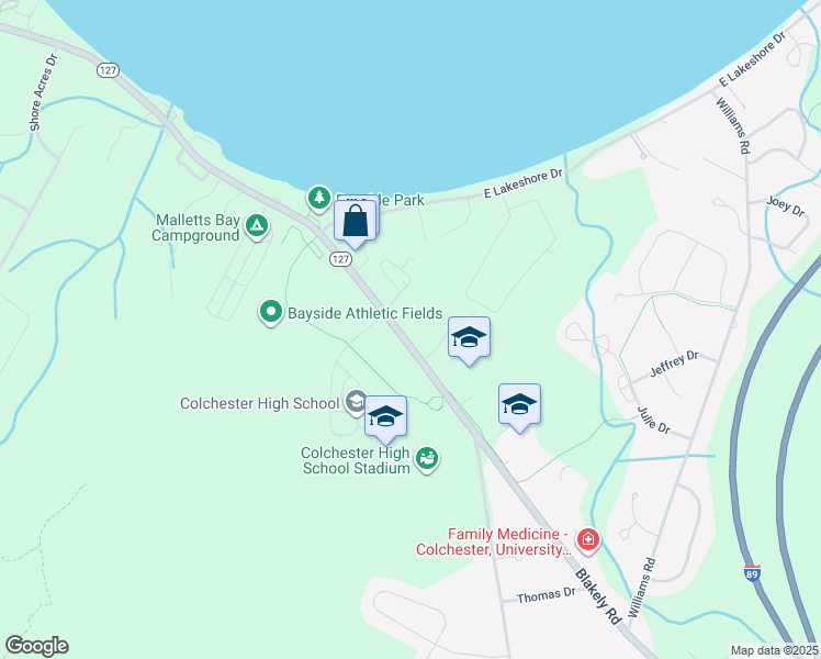 map of restaurants, bars, coffee shops, grocery stores, and more near 243 Blakely Road in Colchester