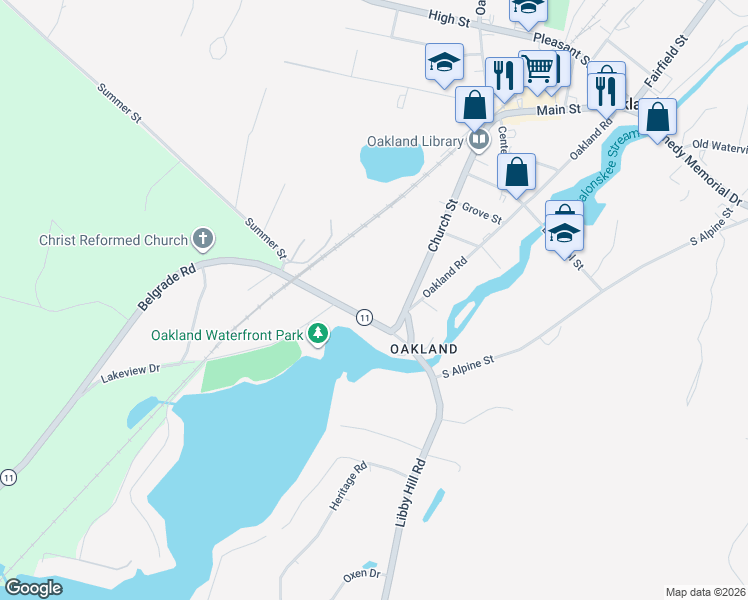 map of restaurants, bars, coffee shops, grocery stores, and more near 33 Belgrade Road in Oakland