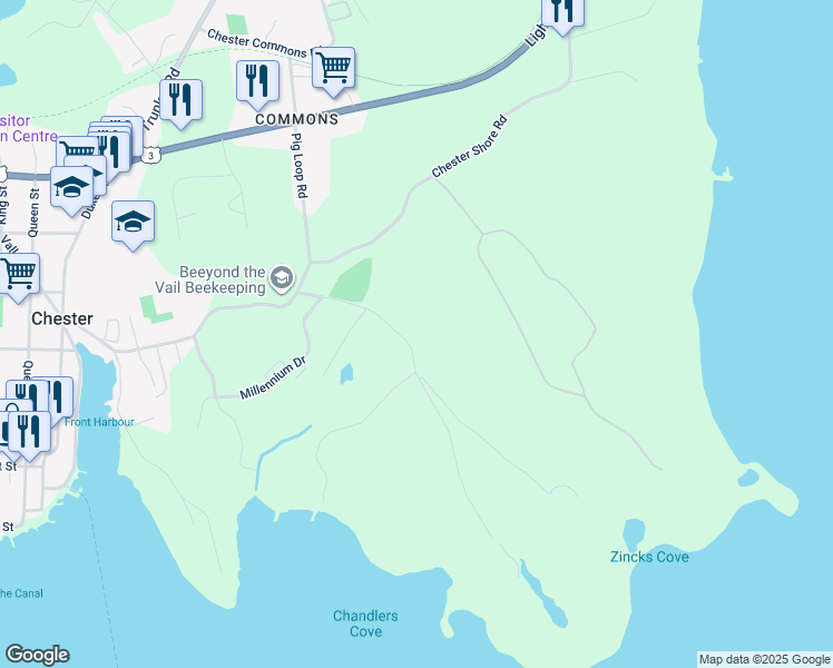 map of restaurants, bars, coffee shops, grocery stores, and more near in Chester