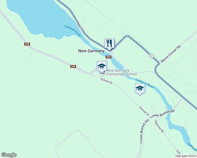 map of restaurants, bars, coffee shops, grocery stores, and more near 169 School Street in New Germany