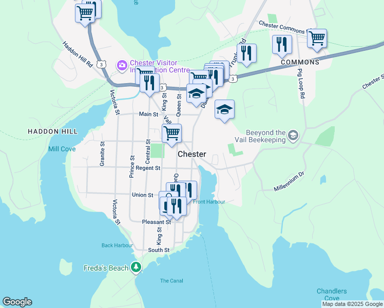 map of restaurants, bars, coffee shops, grocery stores, and more near in Chester