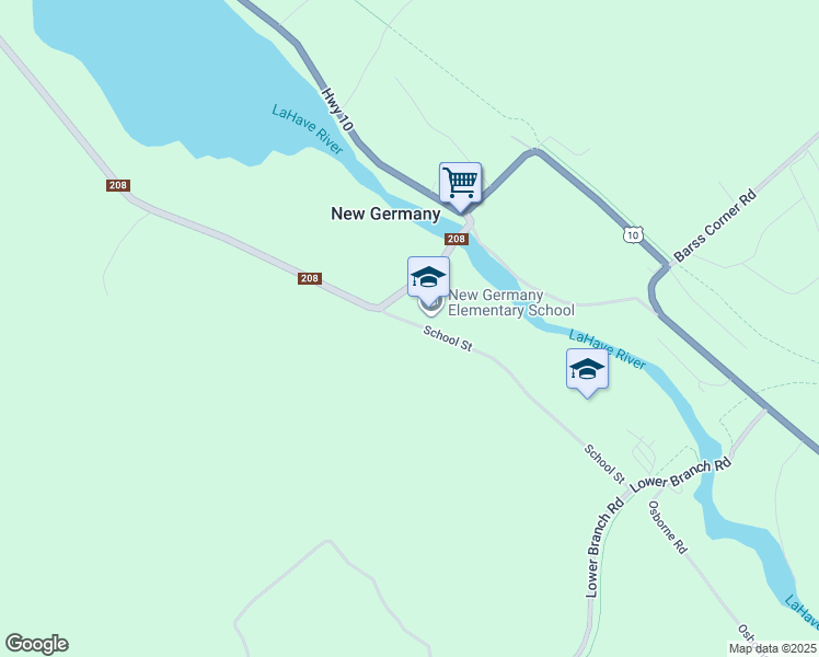 map of restaurants, bars, coffee shops, grocery stores, and more near 169 School Street in New Germany