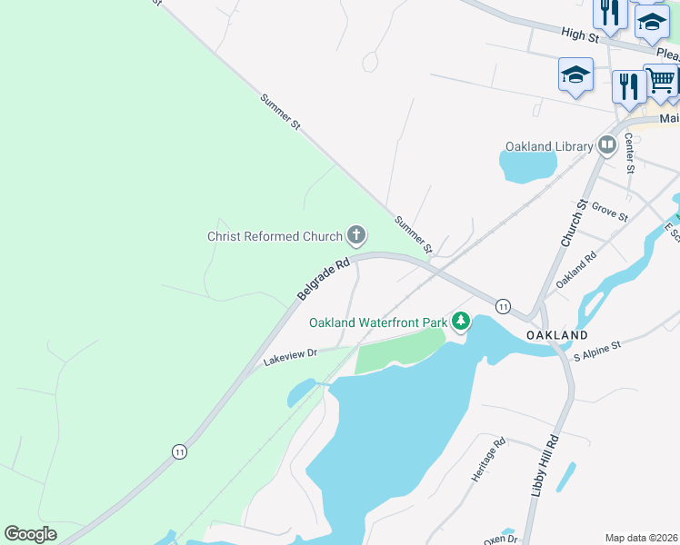 map of restaurants, bars, coffee shops, grocery stores, and more near 17 Lakeview Drive in Oakland