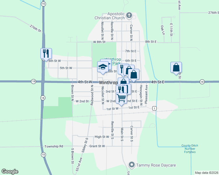 map of restaurants, bars, coffee shops, grocery stores, and more near in Winthrop