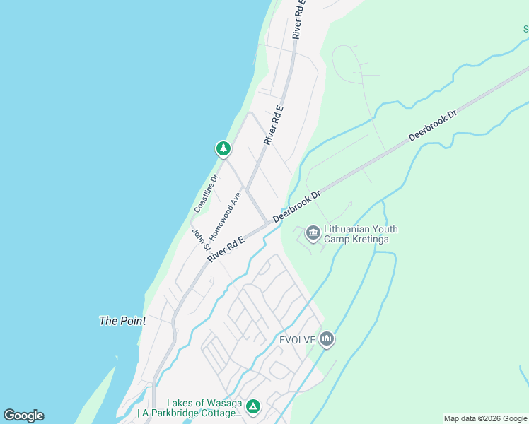 map of restaurants, bars, coffee shops, grocery stores, and more near 701 River Road East in Wasaga Beach
