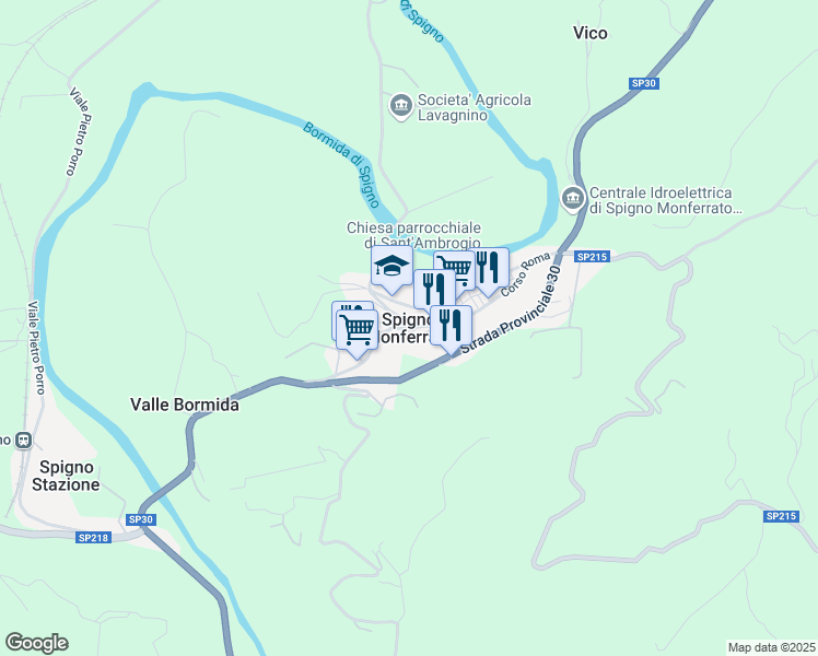 map of restaurants, bars, coffee shops, grocery stores, and more near in Spigno Monferrato