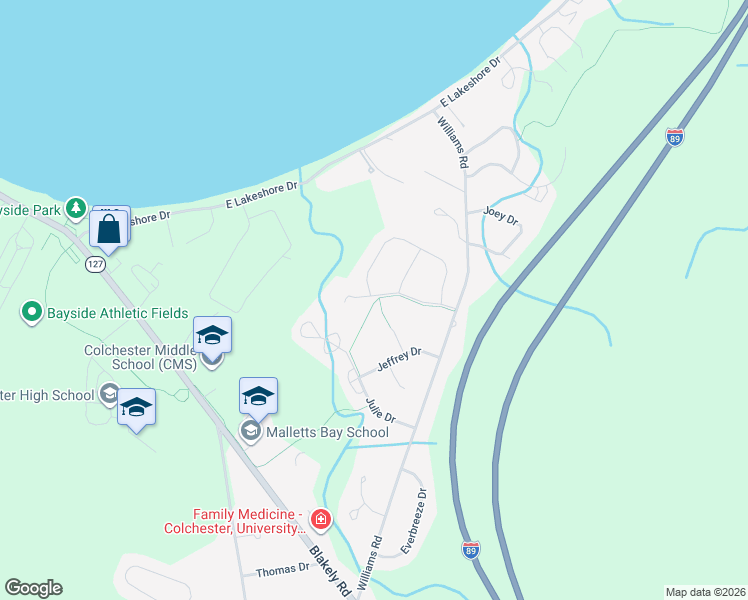 map of restaurants, bars, coffee shops, grocery stores, and more near 205 Fox Run in Colchester