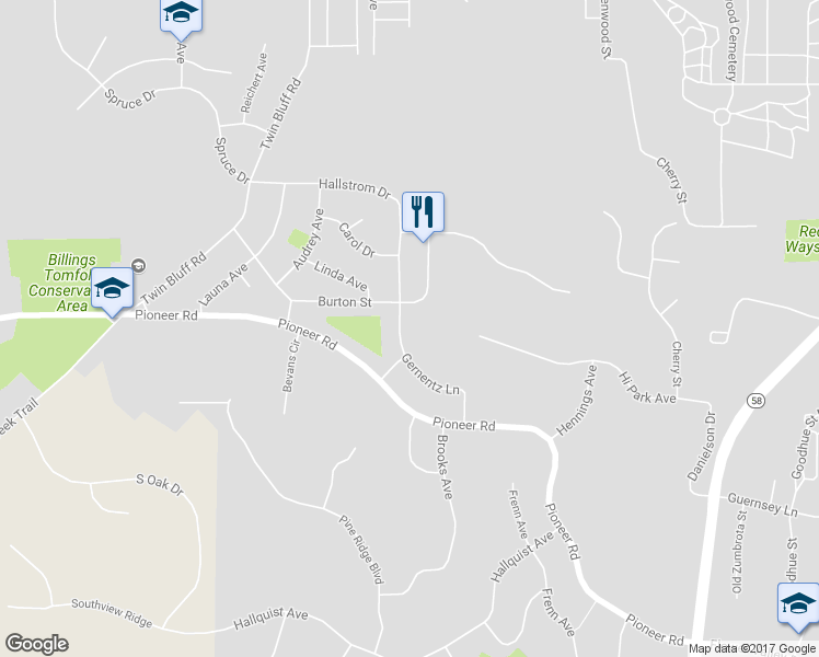 map of restaurants, bars, coffee shops, grocery stores, and more near 2033 Gernentz Lane in Red Wing