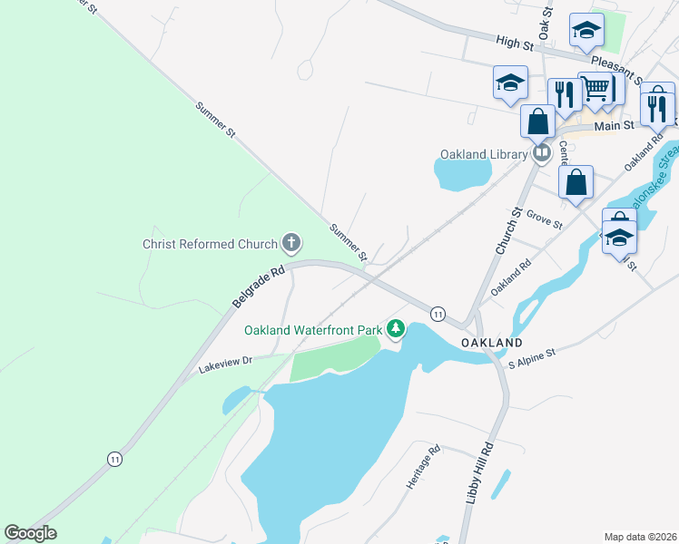 map of restaurants, bars, coffee shops, grocery stores, and more near 88 Belgrade Road in Oakland
