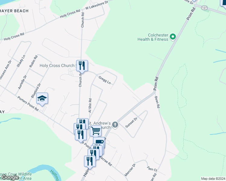 map of restaurants, bars, coffee shops, grocery stores, and more near 367 Belwood Avenue in Colchester