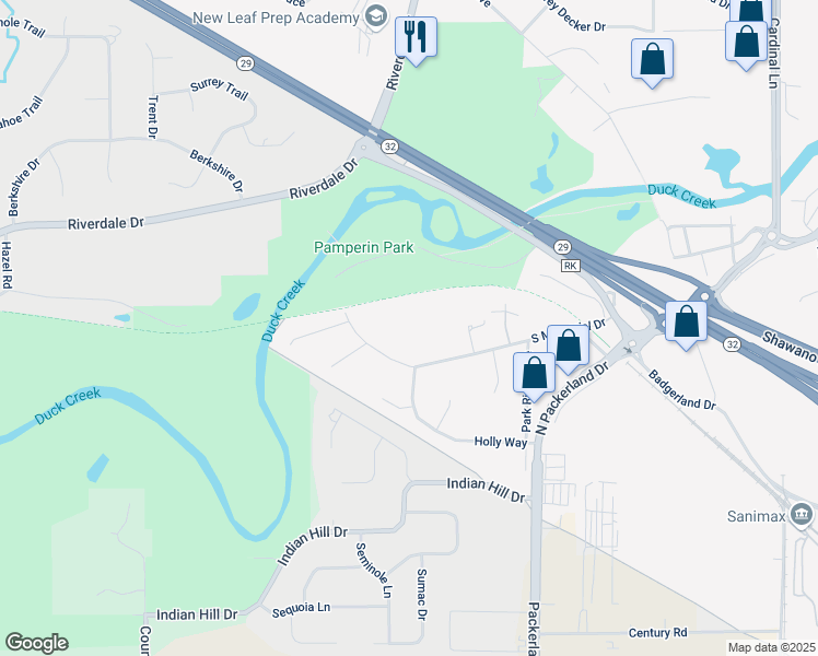 map of restaurants, bars, coffee shops, grocery stores, and more near 2774 South Memorial Drive in Howard