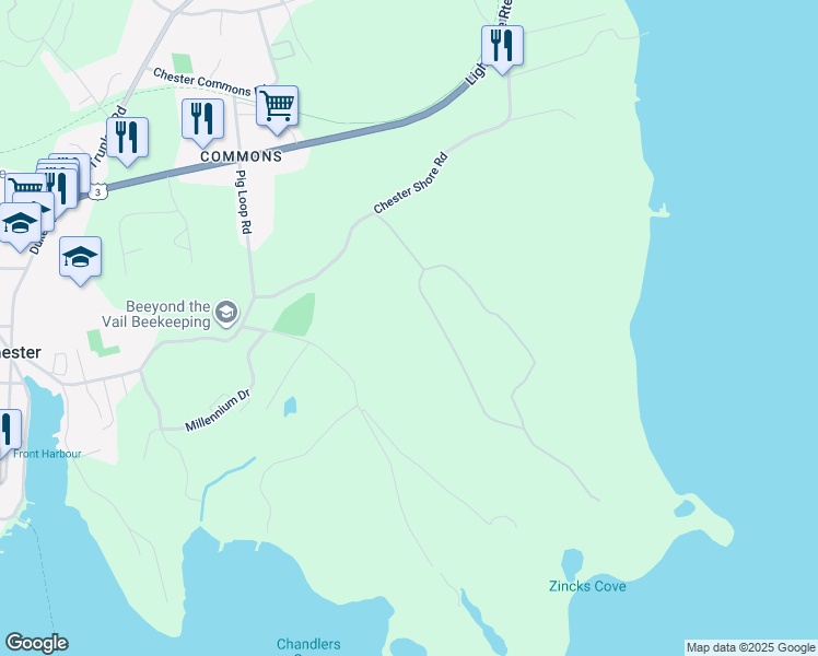 map of restaurants, bars, coffee shops, grocery stores, and more near in Chester