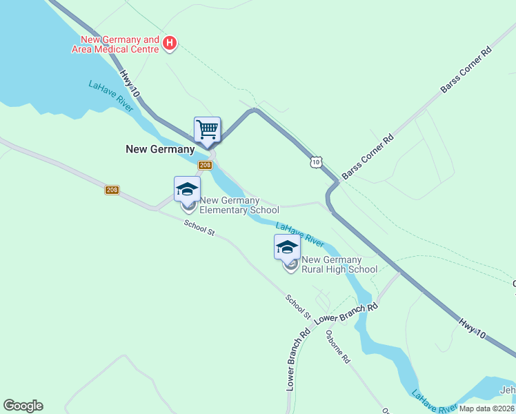 map of restaurants, bars, coffee shops, grocery stores, and more near 55 Zwicker Mill Road in New Germany