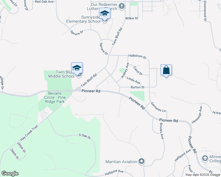 map of restaurants, bars, coffee shops, grocery stores, and more near 1030 Launa Court in Red Wing