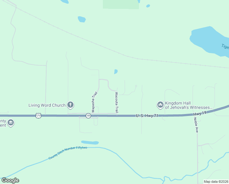 map of restaurants, bars, coffee shops, grocery stores, and more near 34338 Wacouta Trail in Redwood Falls