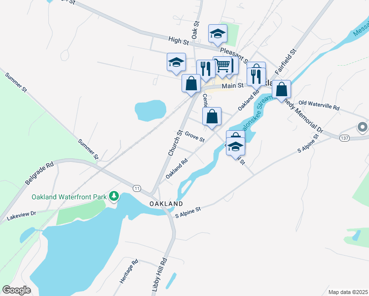 map of restaurants, bars, coffee shops, grocery stores, and more near 11 Maple Street in Oakland