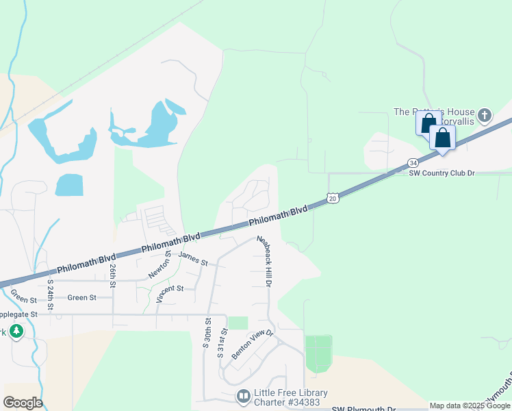 map of restaurants, bars, coffee shops, grocery stores, and more near 3083 Main Street in Philomath