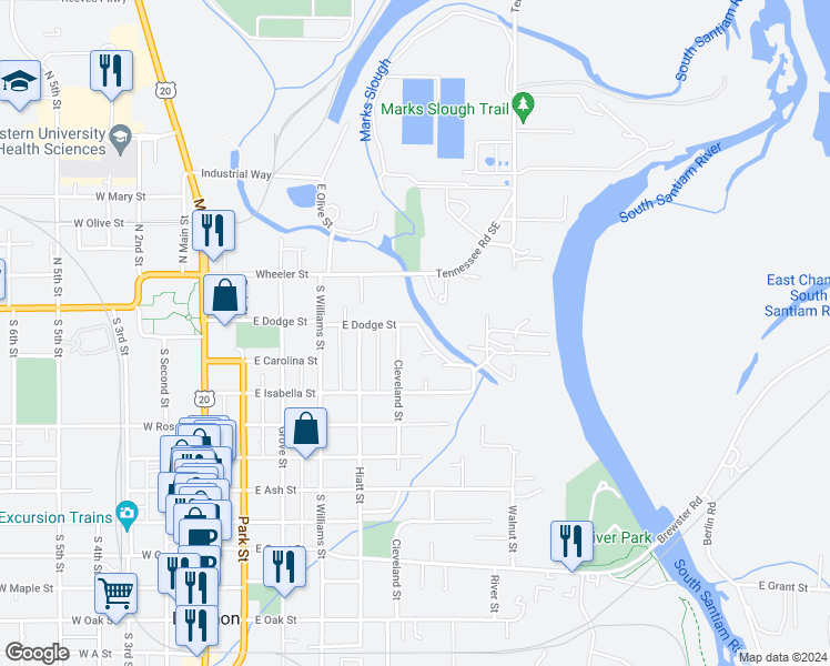 map of restaurants, bars, coffee shops, grocery stores, and more near 120 Bromil Street in Lebanon