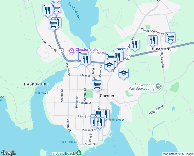 map of restaurants, bars, coffee shops, grocery stores, and more near 48 Valley Road in Chester
