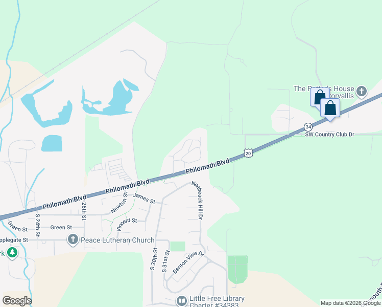 map of restaurants, bars, coffee shops, grocery stores, and more near 3071 Main Street in Philomath