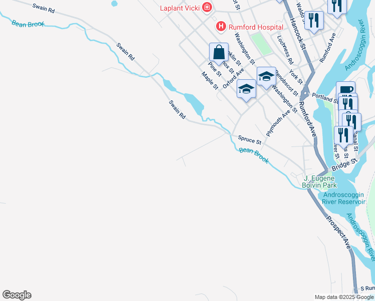 map of restaurants, bars, coffee shops, grocery stores, and more near 71 Holyoke Avenue in Rumford