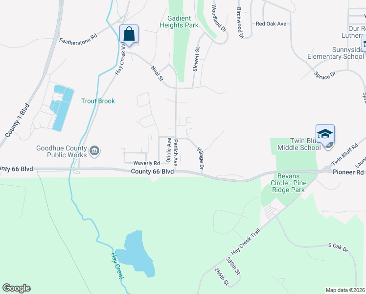 map of restaurants, bars, coffee shops, grocery stores, and more near 29 Oriole Avenue in Red Wing