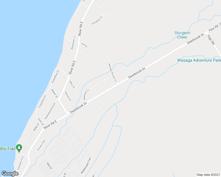 map of restaurants, bars, coffee shops, grocery stores, and more near 158 Deerbrook Drive in Wasaga Beach