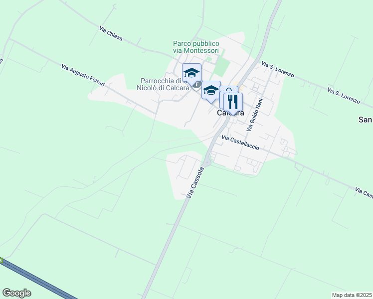 map of restaurants, bars, coffee shops, grocery stores, and more near 6 Via Mezzaluna in Calcara