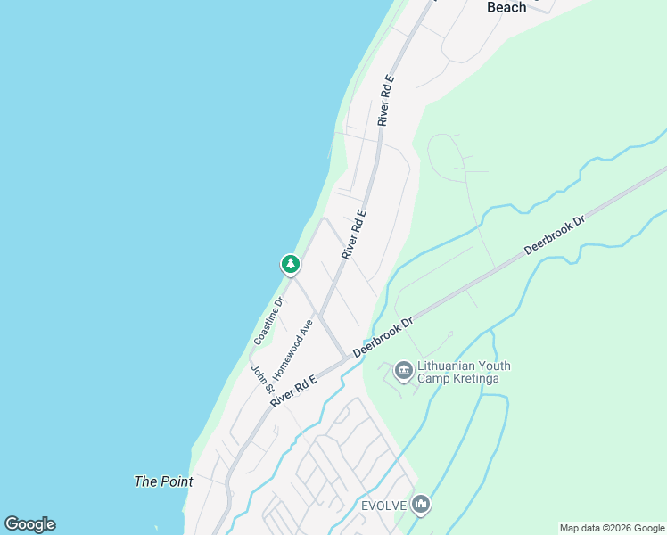 map of restaurants, bars, coffee shops, grocery stores, and more near 764 River Road East in Wasaga Beach