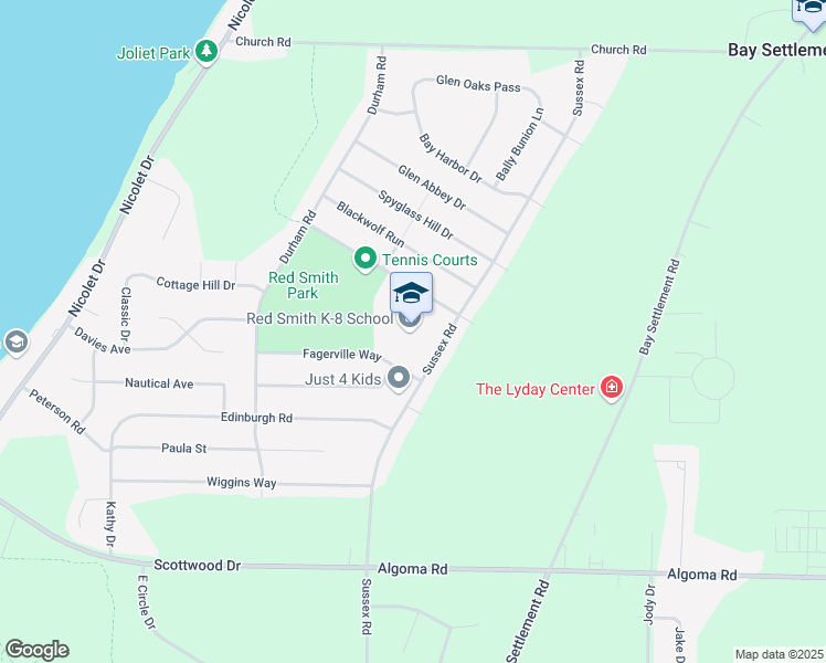 map of restaurants, bars, coffee shops, grocery stores, and more near 2765 Sussex Road in Green Bay