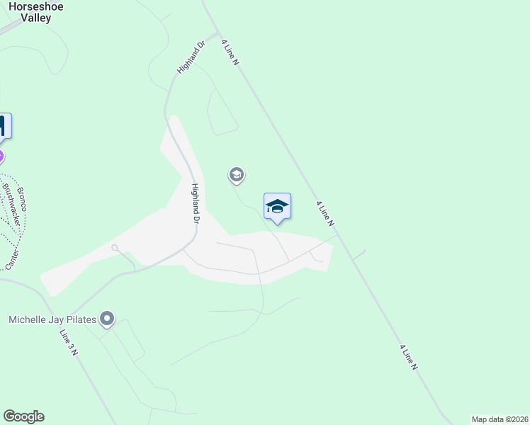 map of restaurants, bars, coffee shops, grocery stores, and more near 17 Bridle Path in Simcoe County