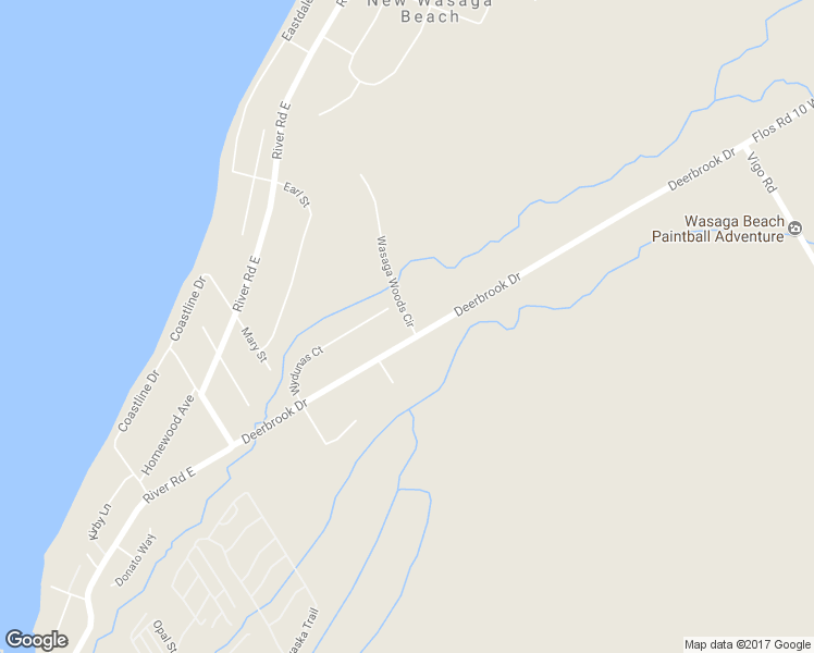map of restaurants, bars, coffee shops, grocery stores, and more near 158 Deerbrook Drive in Wasaga Beach