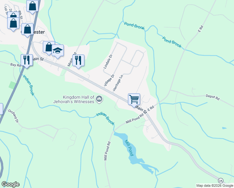 map of restaurants, bars, coffee shops, grocery stores, and more near 721 Main Street in Colchester