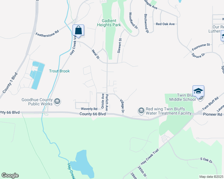 map of restaurants, bars, coffee shops, grocery stores, and more near 1940 Perlich Avenue in Red Wing