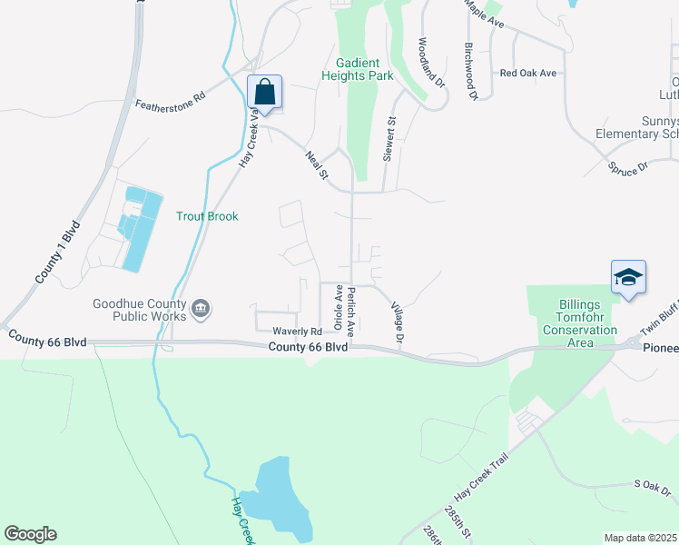 map of restaurants, bars, coffee shops, grocery stores, and more near 1940 Perlich Avenue in Red Wing