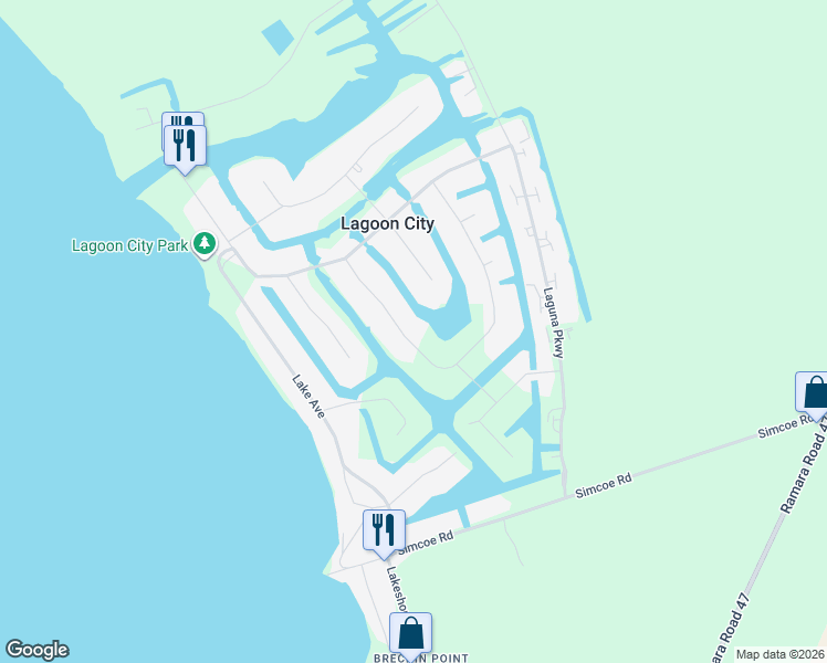 map of restaurants, bars, coffee shops, grocery stores, and more near 27 Turtle Path in Simcoe County
