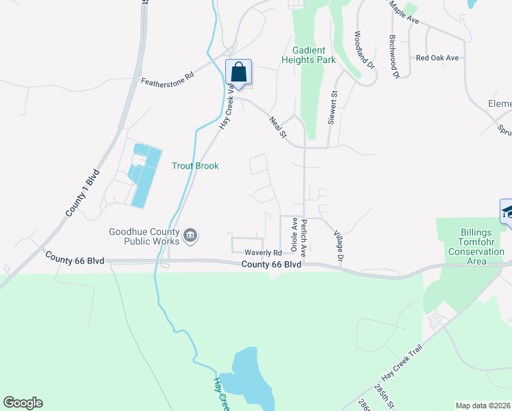 map of restaurants, bars, coffee shops, grocery stores, and more near 129 Pioneer Road in Red Wing