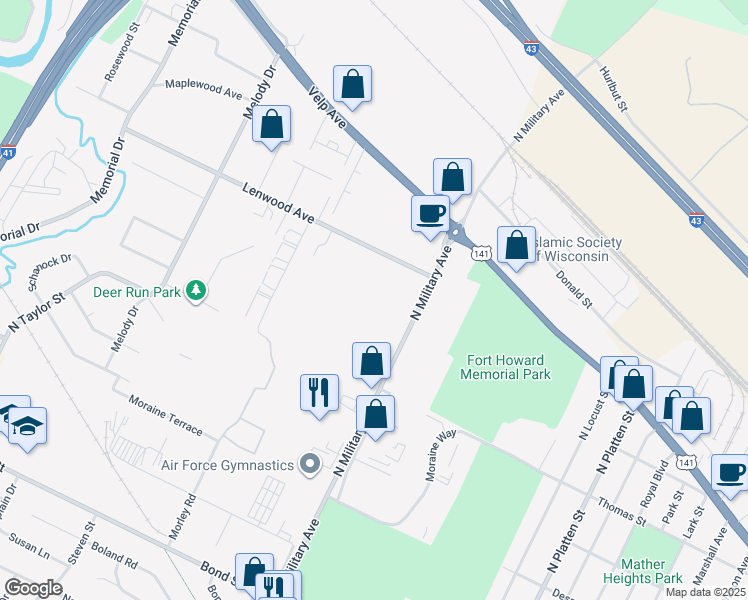 map of restaurants, bars, coffee shops, grocery stores, and more near 1655 Lenwood Avenue in Howard