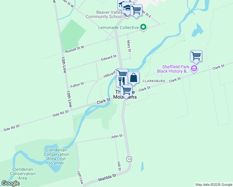 map of restaurants, bars, coffee shops, grocery stores, and more near 152 Clark Street in Clarksburg