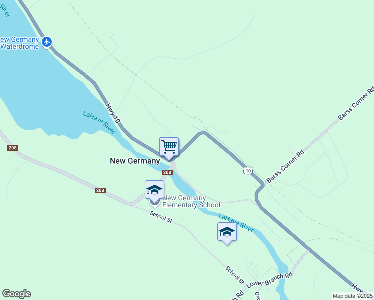 map of restaurants, bars, coffee shops, grocery stores, and more near in New Germany