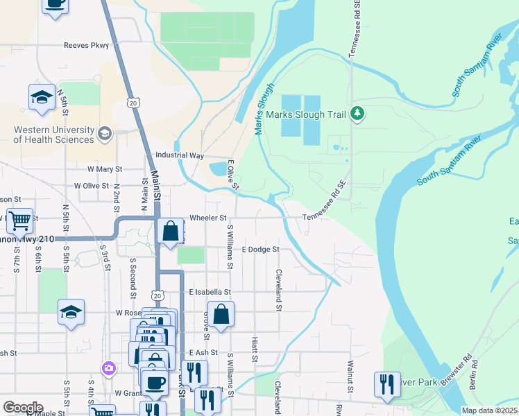 map of restaurants, bars, coffee shops, grocery stores, and more near 313-495 Wheeler Loop in Lebanon