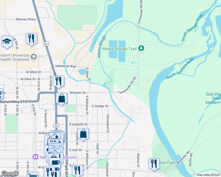 map of restaurants, bars, coffee shops, grocery stores, and more near 495 Wheeler Street in Lebanon