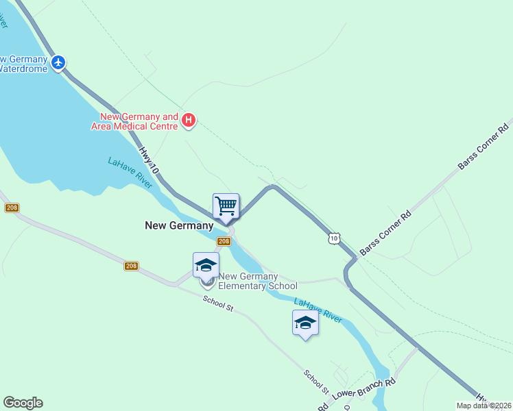 map of restaurants, bars, coffee shops, grocery stores, and more near in New Germany