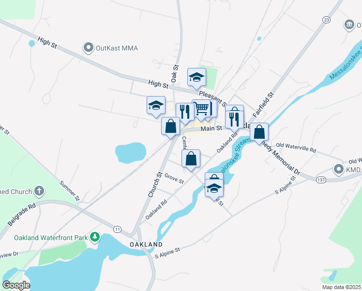 map of restaurants, bars, coffee shops, grocery stores, and more near 6 Center Street in Oakland