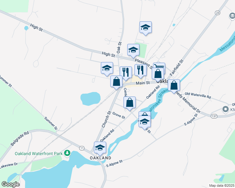 map of restaurants, bars, coffee shops, grocery stores, and more near 18 Church Street in Oakland