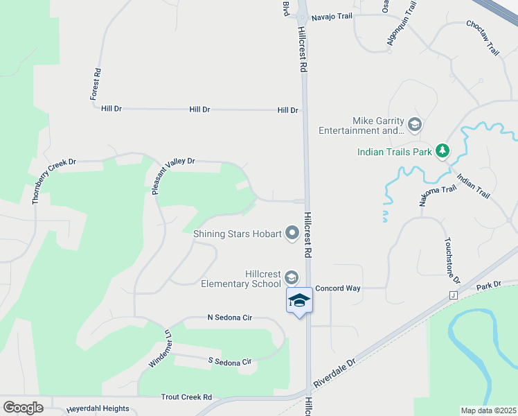 map of restaurants, bars, coffee shops, grocery stores, and more near 1258 Pleasant Valley Drive in Hobart