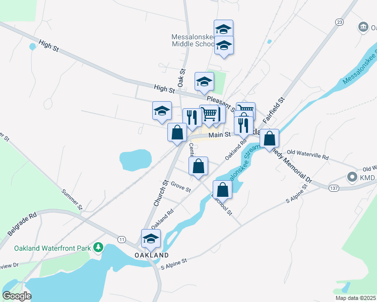 map of restaurants, bars, coffee shops, grocery stores, and more near 11 Center Street in Oakland