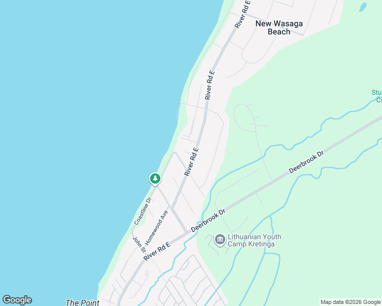 map of restaurants, bars, coffee shops, grocery stores, and more near 820 River Road East in Wasaga Beach