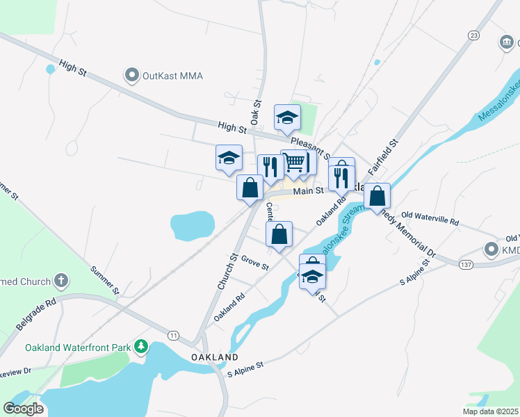 map of restaurants, bars, coffee shops, grocery stores, and more near 6 Center Street in Oakland