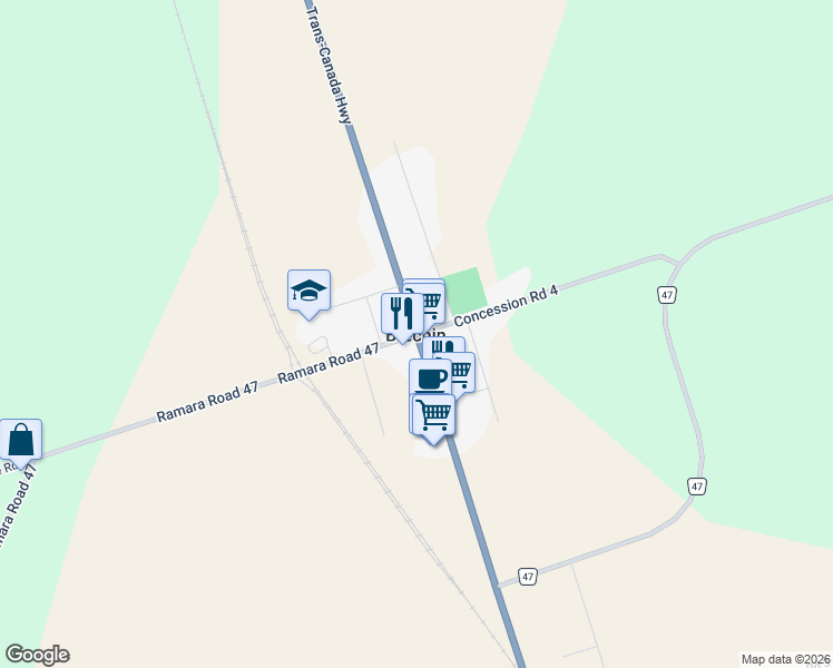 map of restaurants, bars, coffee shops, grocery stores, and more near in Simcoe County